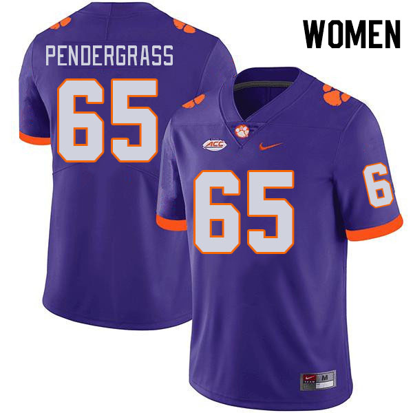 Women's Clemson Tigers Chapman Pendergrass #65 College Purple NCAA Authentic Football Stitched Jersey 23RI30AF